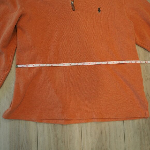 Polo by Ralph Lauren Men's Rust Orange Quarter-zip Sweater sz Medium 100% Cotton - Picture 9 of 15